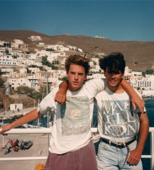 Photo of two friends in Greece 1990's
